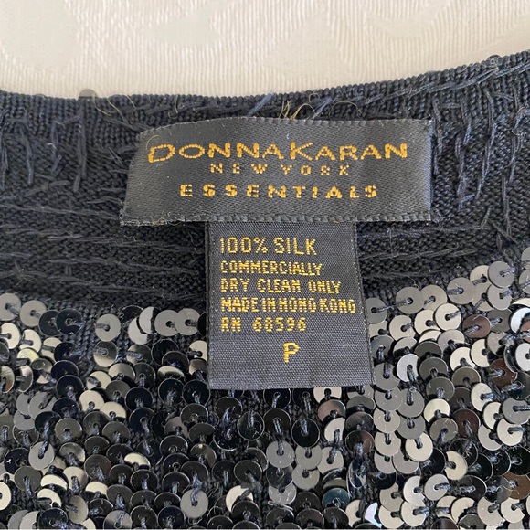 Donna Karan Hand Sequined Black Knit Bodysuit - Picture 6 of 7
